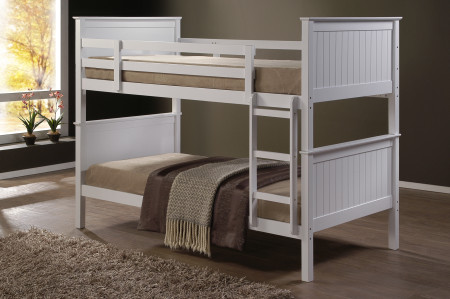 Jade Fixed Ladder White Single Bunk Beds