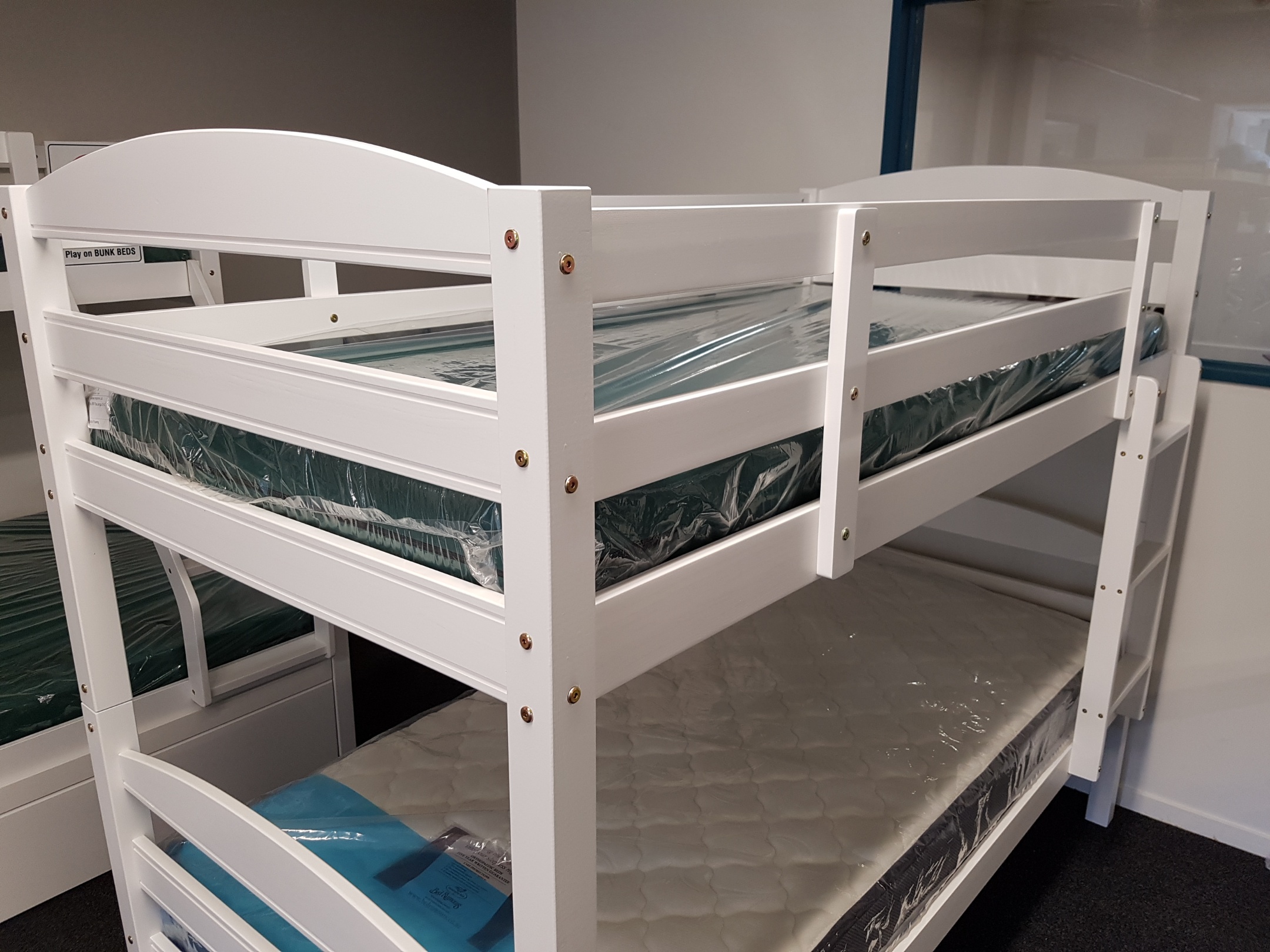 Cosmos White Single Bunk Beds with Trundle