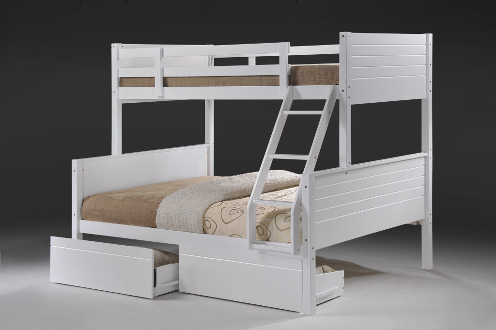 Jupiter White Duo, Double Single Bunk Beds with 2 x Storage Drawers
