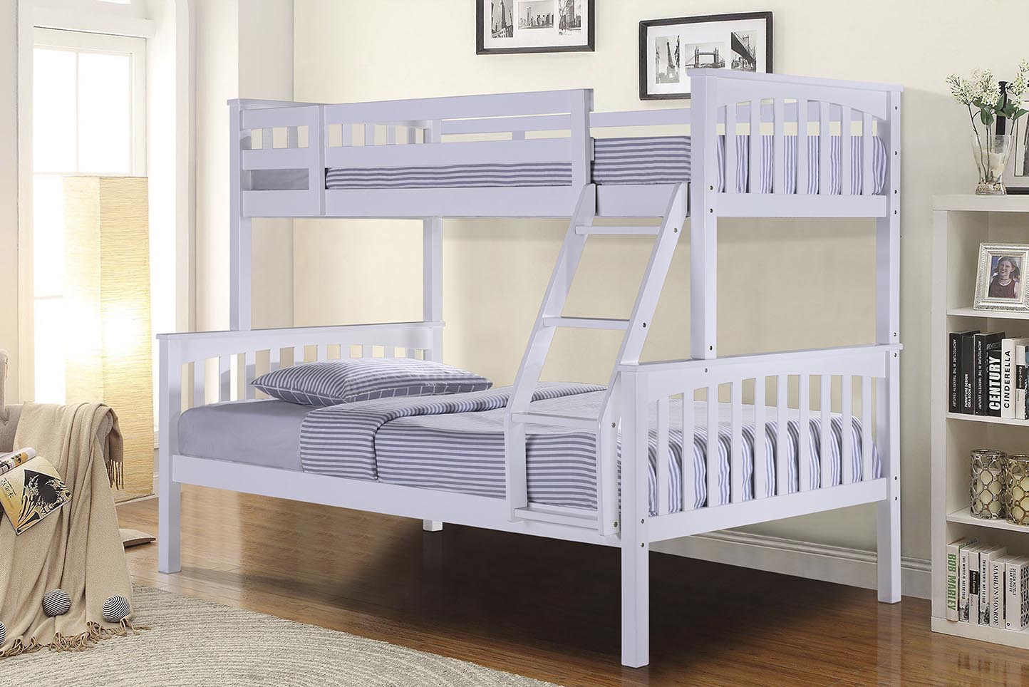 Jupiter White Duo, Double Single Bunk Beds with 2 x Storage Drawers