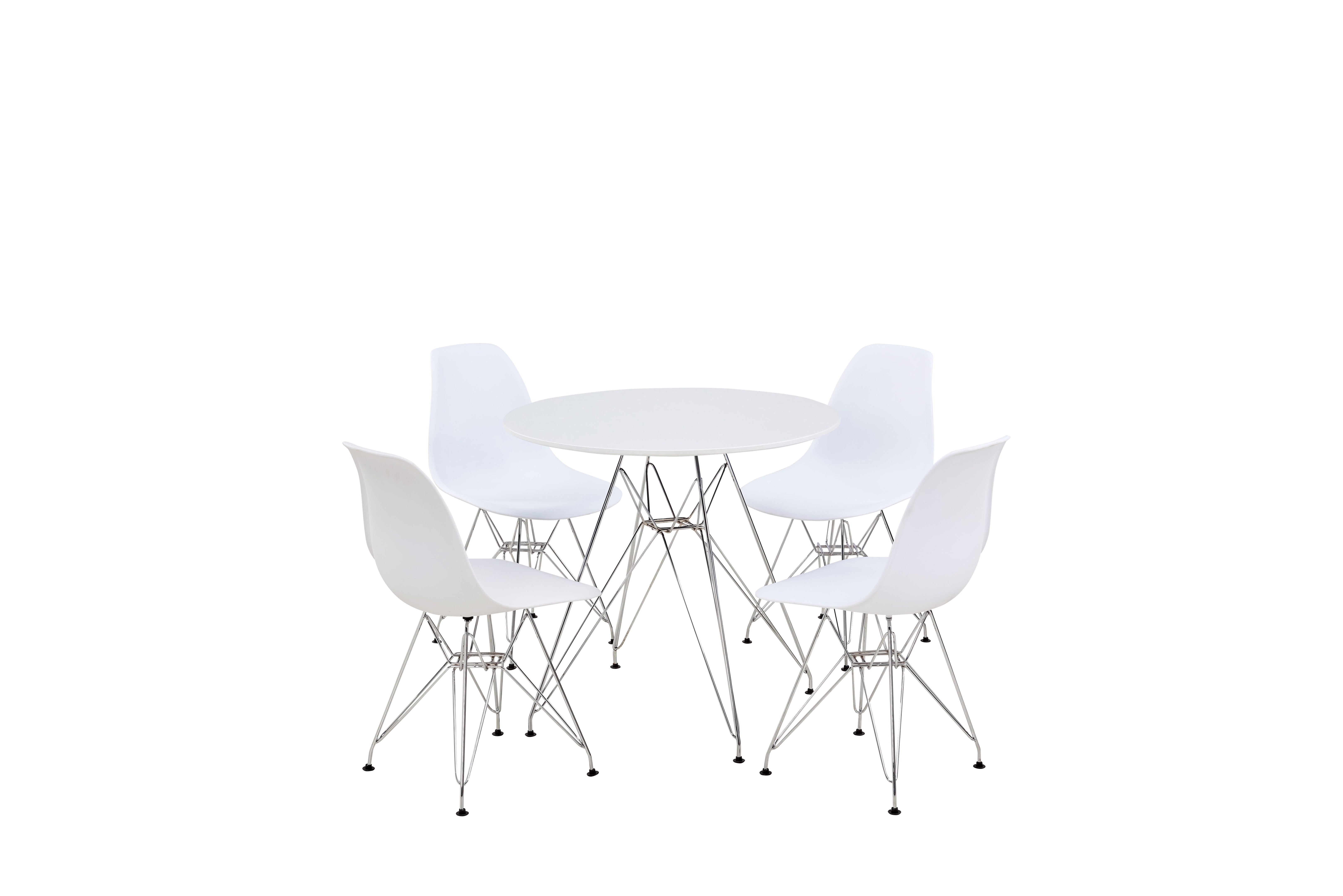 White Table & 4 x White Chairs